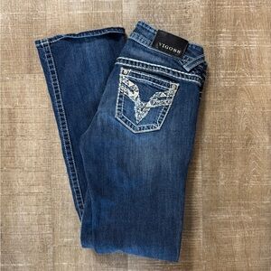 Vigoss Dark Blue Denim with Embroidered Pocket Y2K